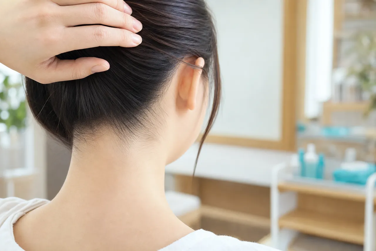 ネープケアで整えられた清潔感のあるうなじ・襟足の生えぎわ
